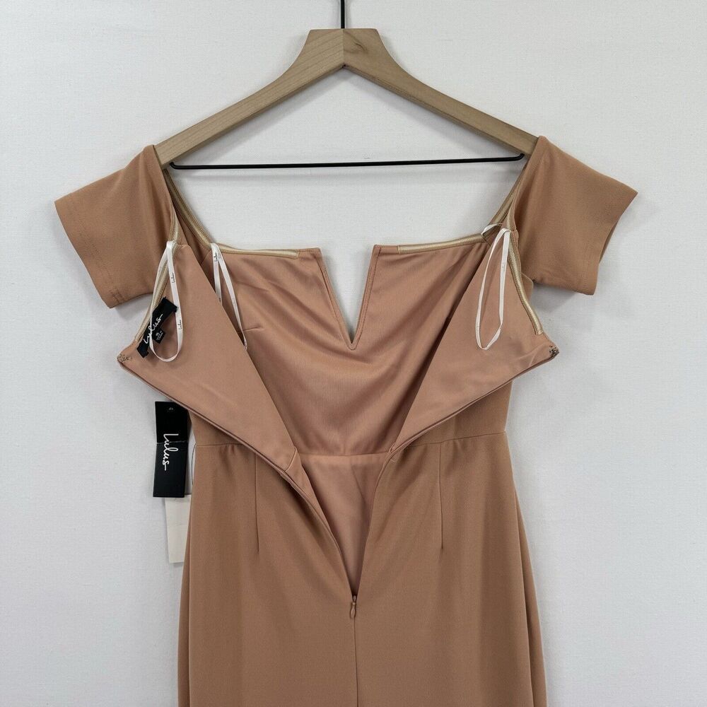 Lulu's Peach Off-Shoulder Maxi Dress - Picture 9 of 15